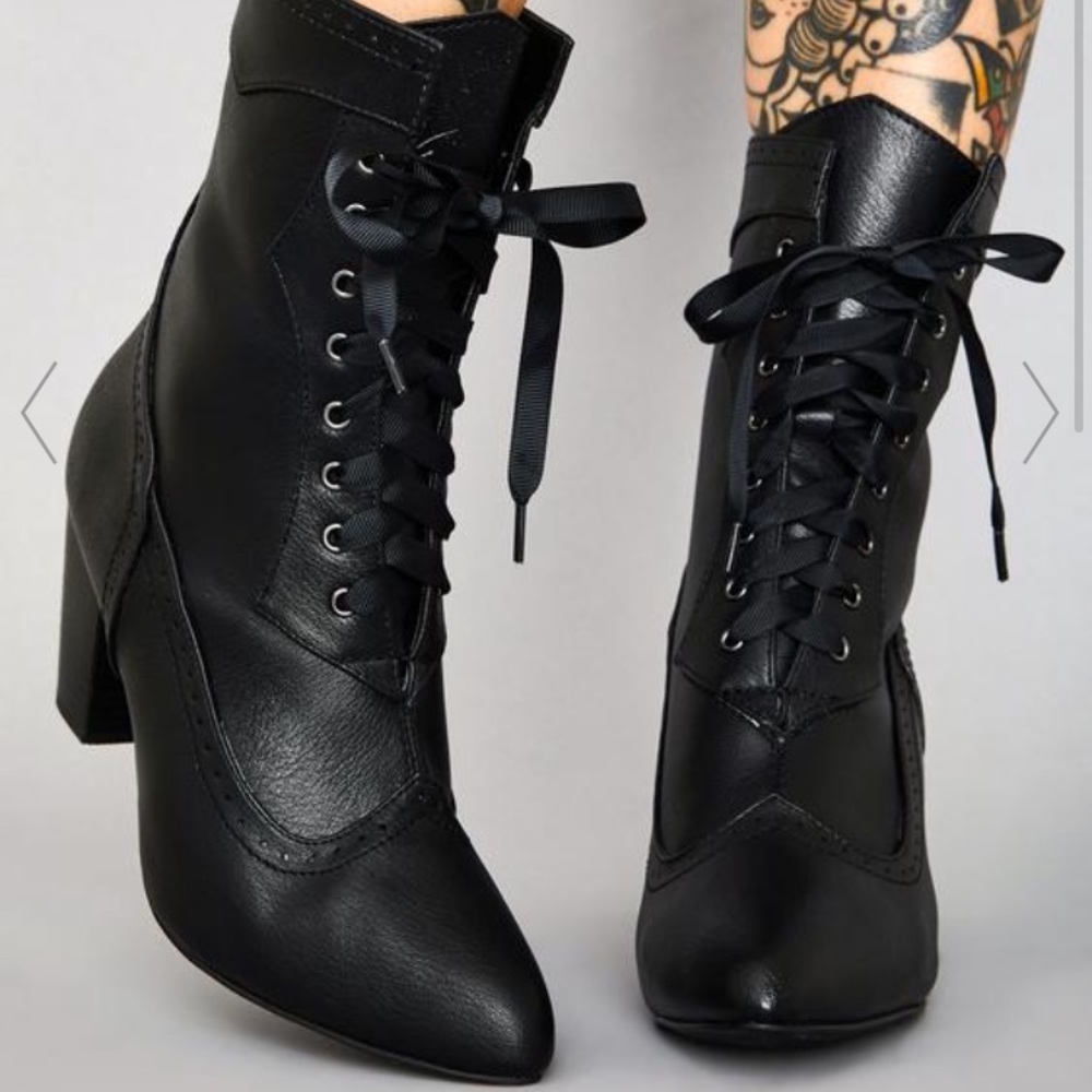 Dolls Kill Widow Victorian Vices Lace Up Boots
